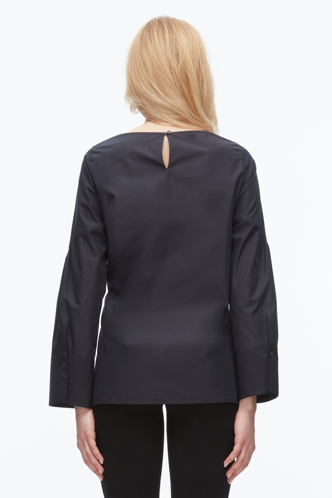 Tie Front Poplin Shirt | Midnight
