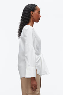 Tie Front Poplin Shirt | White