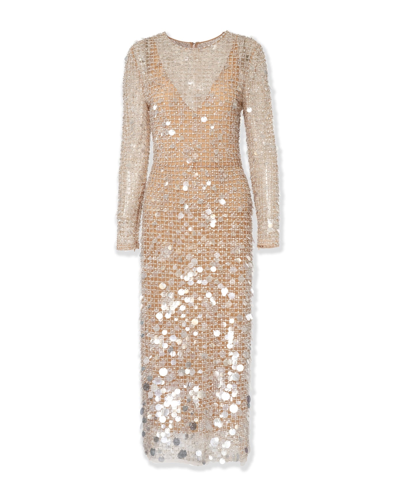 Embroidered Long Sleeve Midi Dress