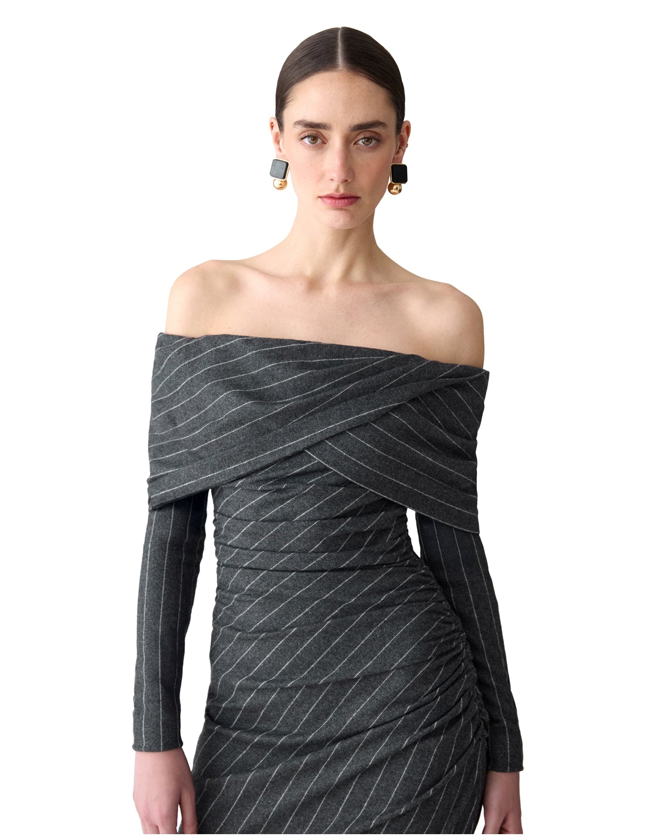knee length dresses for ladies Gathered Empire Waist Maxi Deep Forest / Medium main image 1