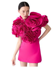 Draped Flower Mini Dress
