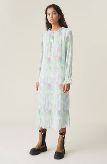 Pleated Georgette Maxi Dress | Bright White