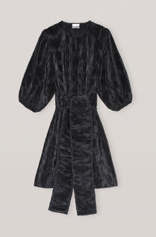 Pleated Satin Mini Dress | Black