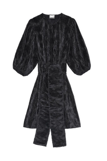 Pleated Satin Mini Dress | Black