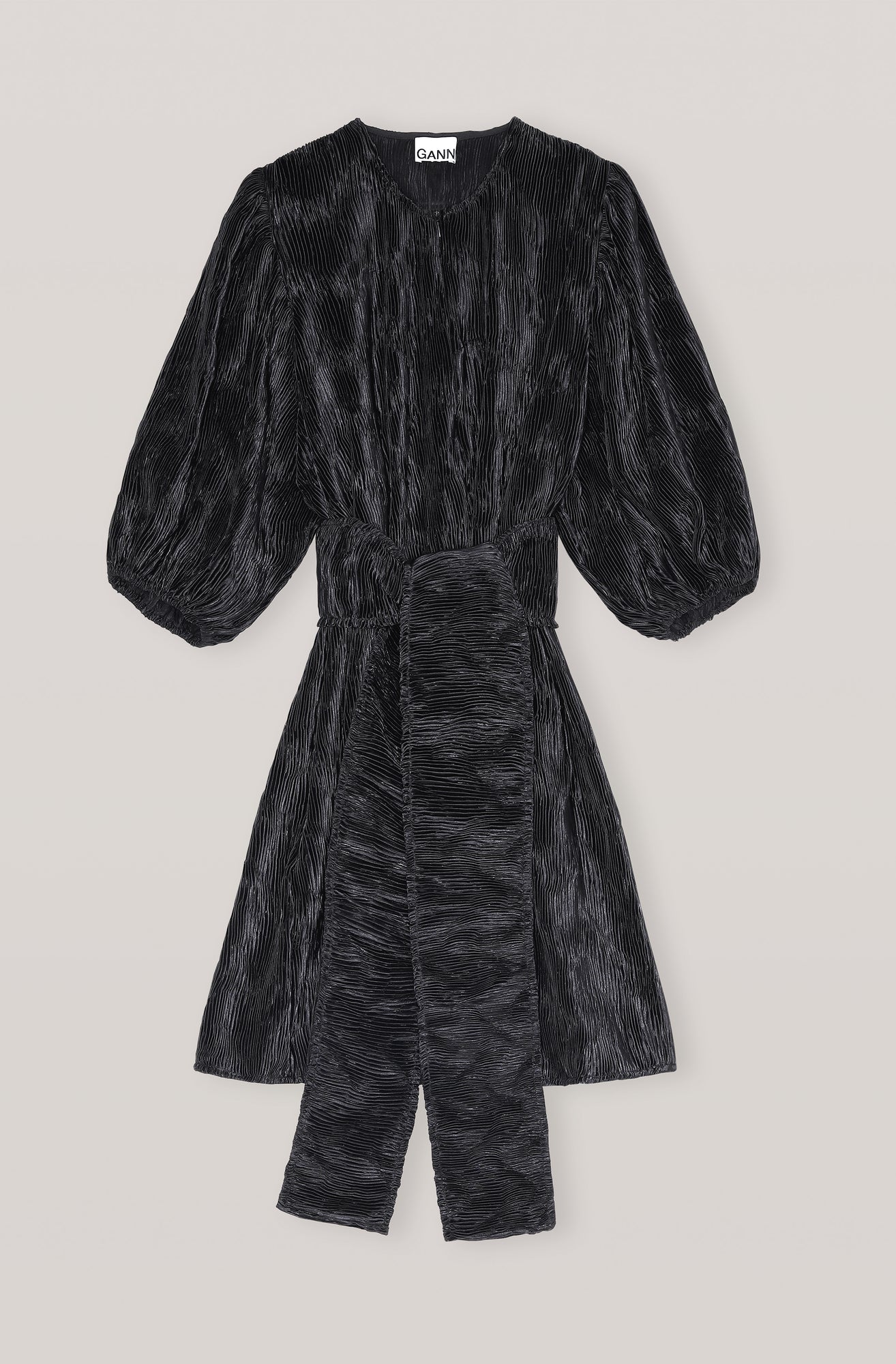 Pleated Satin Mini Dress | Black