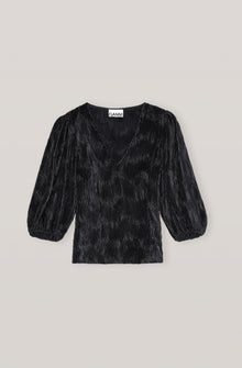 Pleated Satin Blouse | Black