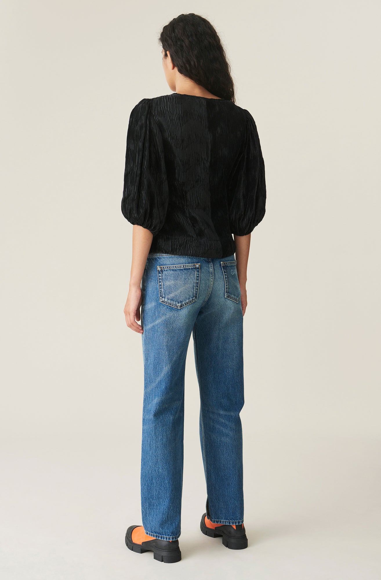 Pleated Satin Blouse | Black