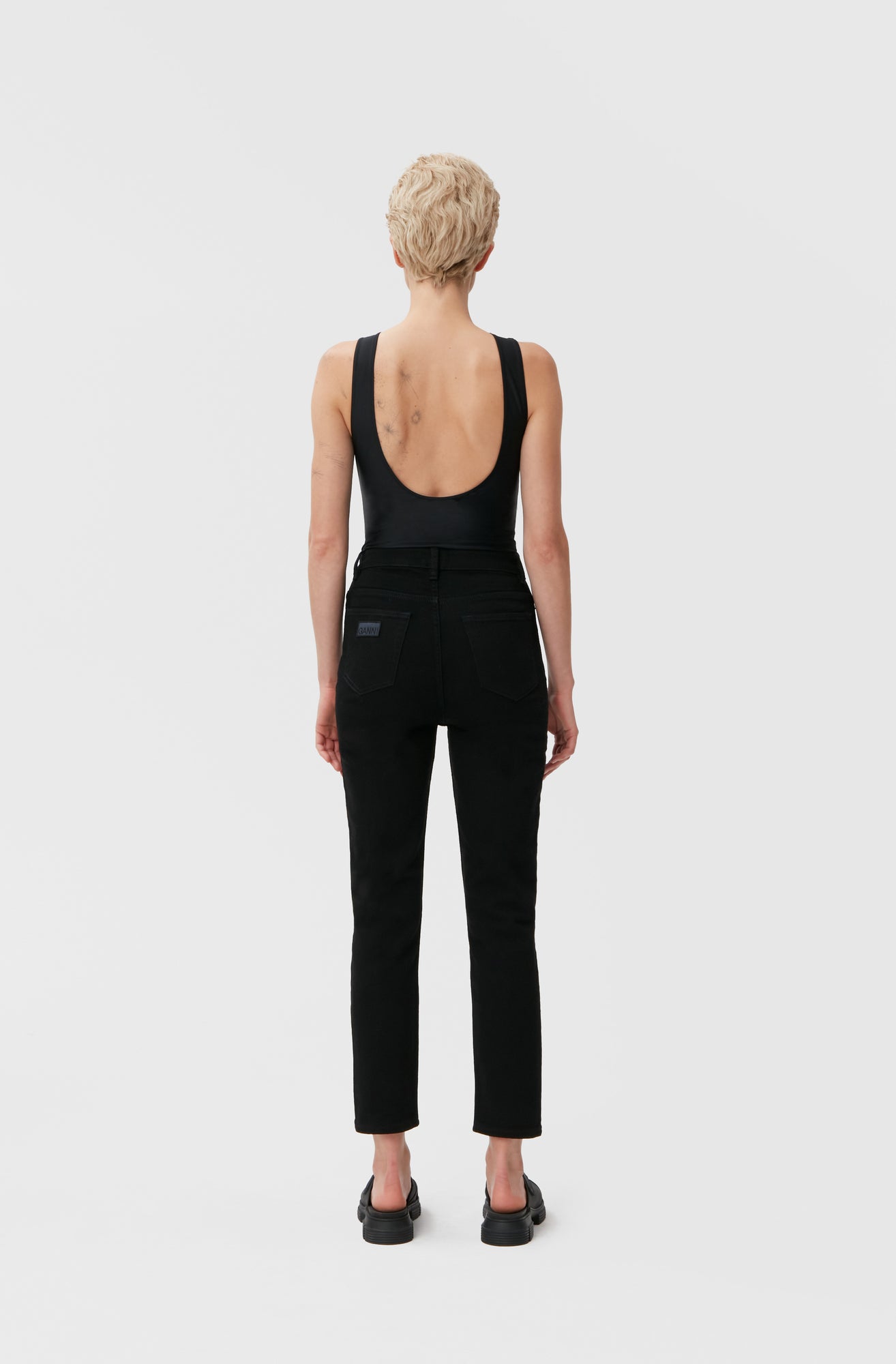 Stretch Cropped Jeans | Black/Black