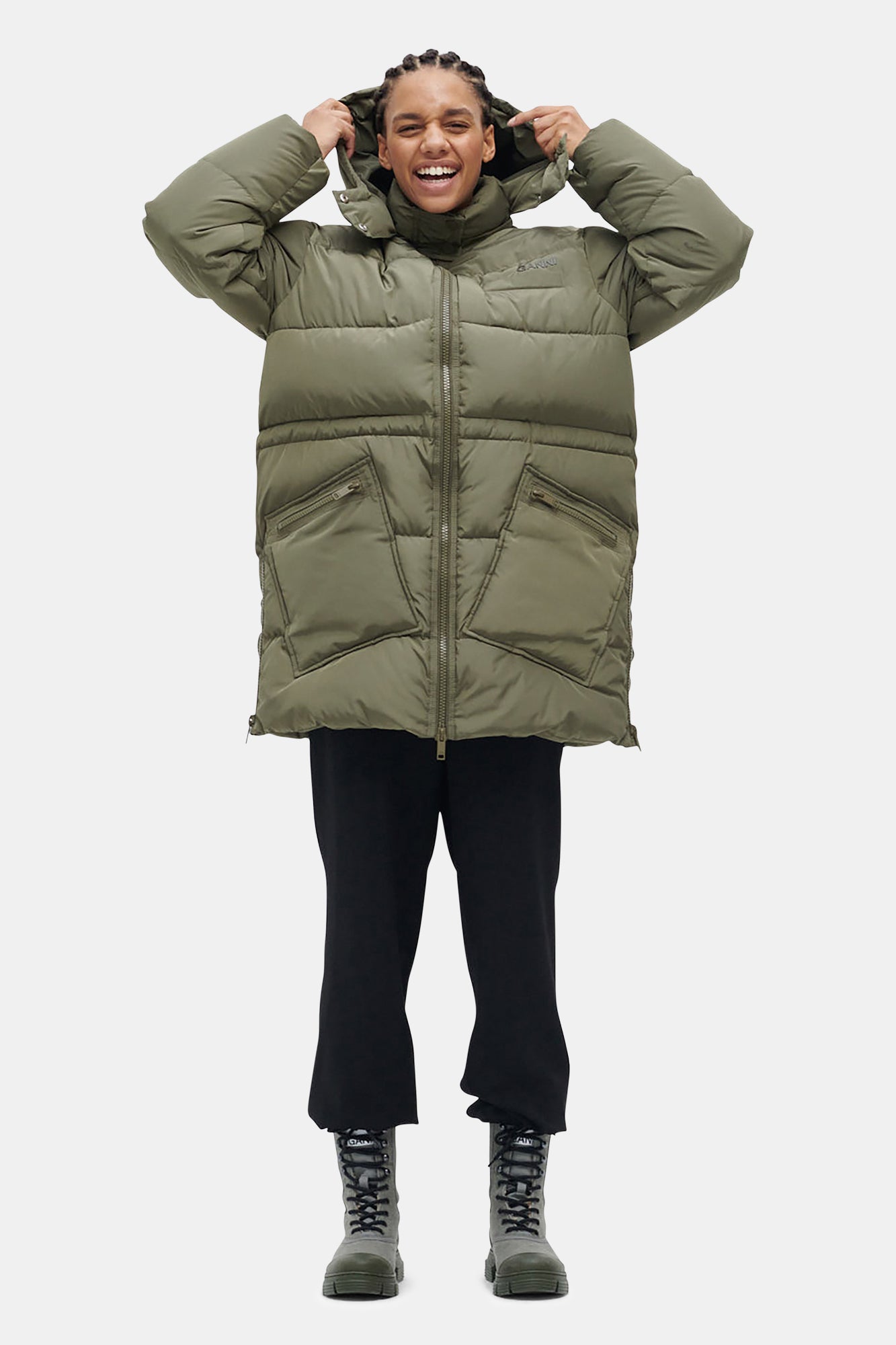 Recycled Polyester Oversized Puffer Midi Jacket | Kalamata