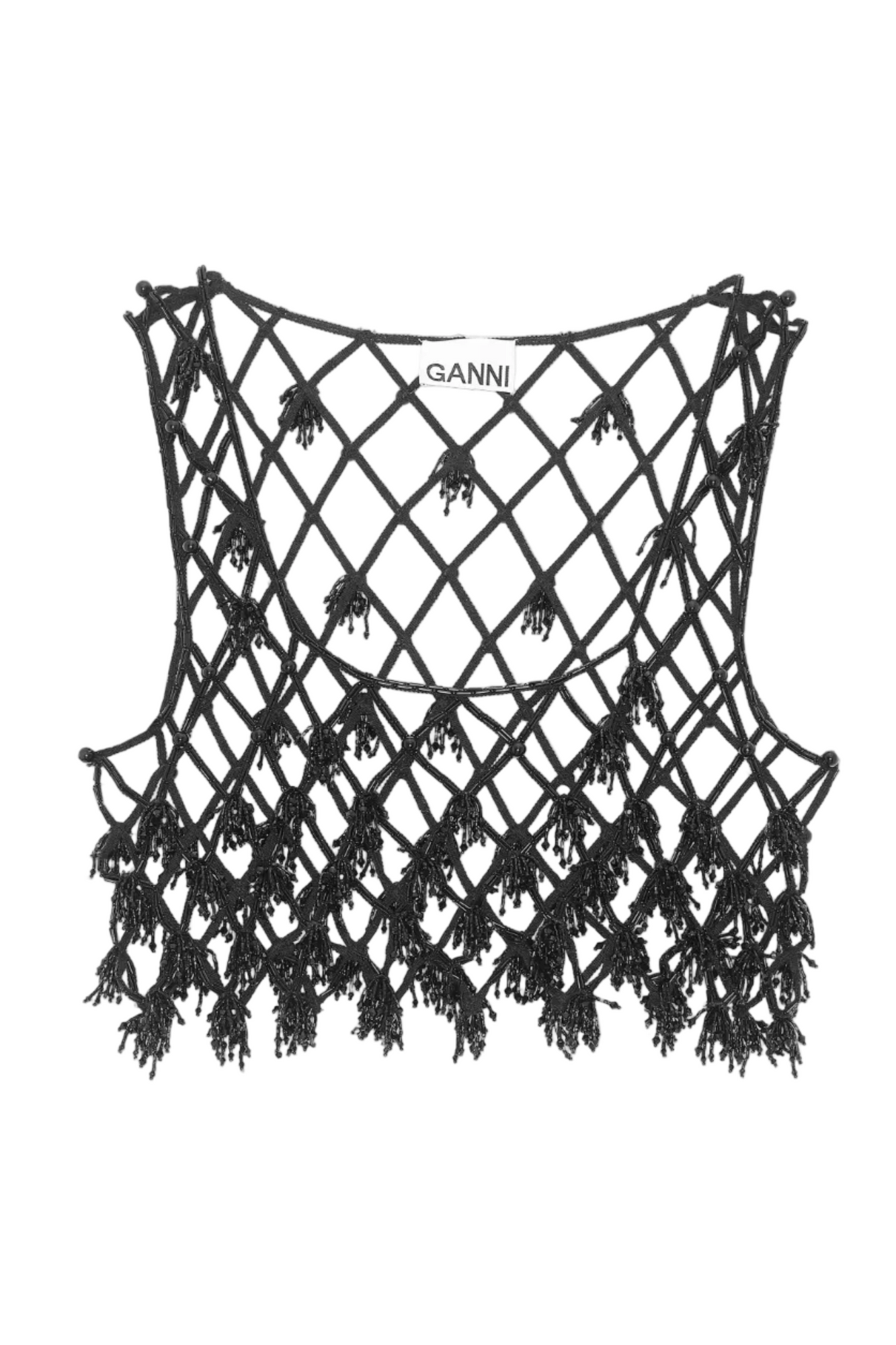 Beaded Netting Crop Top | Black