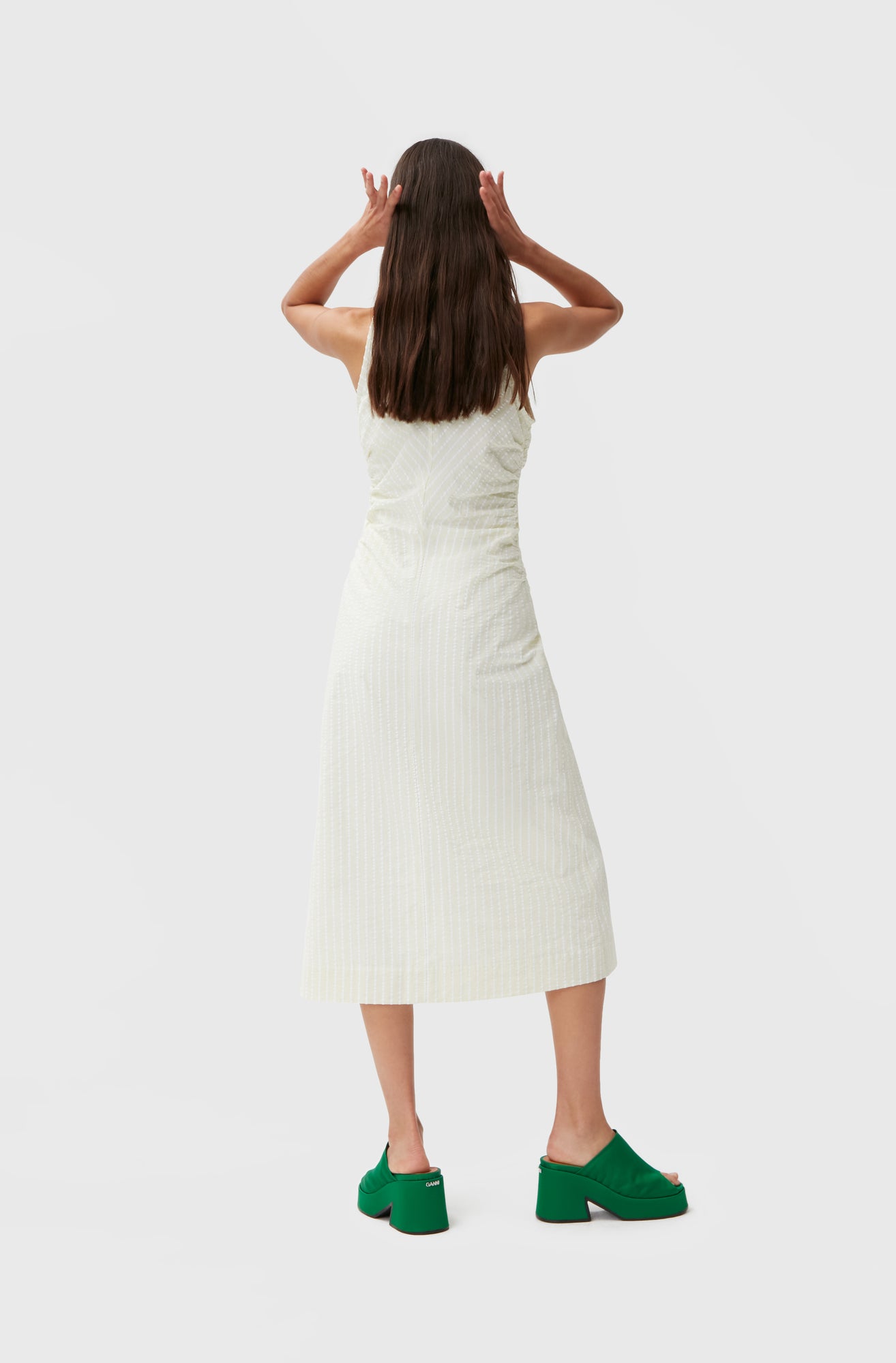 Seersucker Midi Dress | Stripe Flan