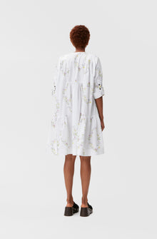 Knee-Length Poplin Dress | Floral Shape Bright White