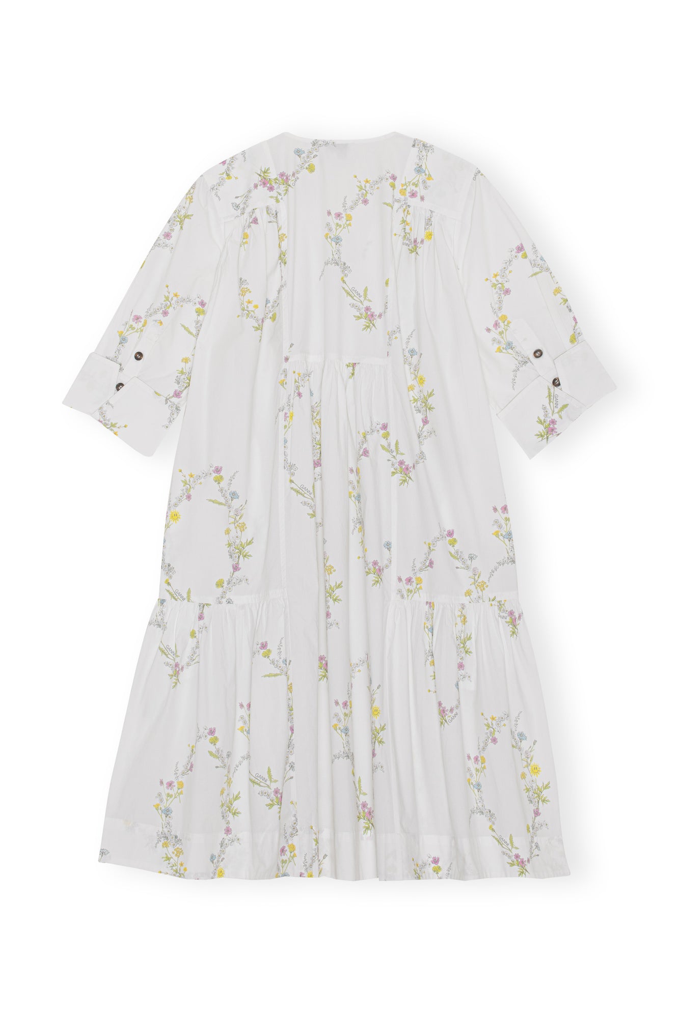 Knee-Length Poplin Dress | Floral Shape Bright White