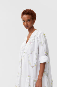 Knee-Length Poplin Dress | Floral Shape Bright White