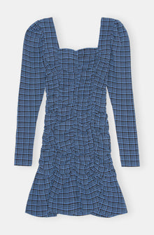 Seersucker Mini Dress | Mini Check Granada Sky