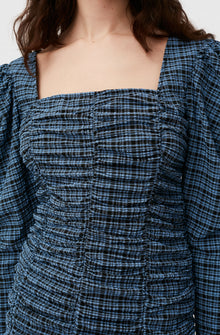 Seersucker Mini Dress | Mini Check Granada Sky