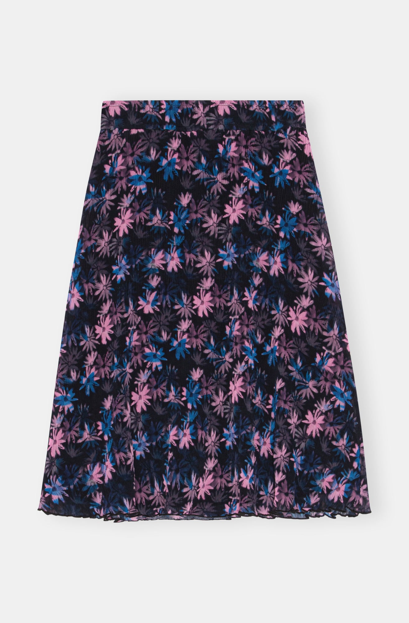Pleated Georgette Midi Skirt | Daisy Spray Lilac Sachet