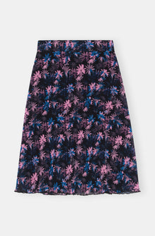 Pleated Georgette Midi Skirt | Daisy Spray Lilac Sachet
