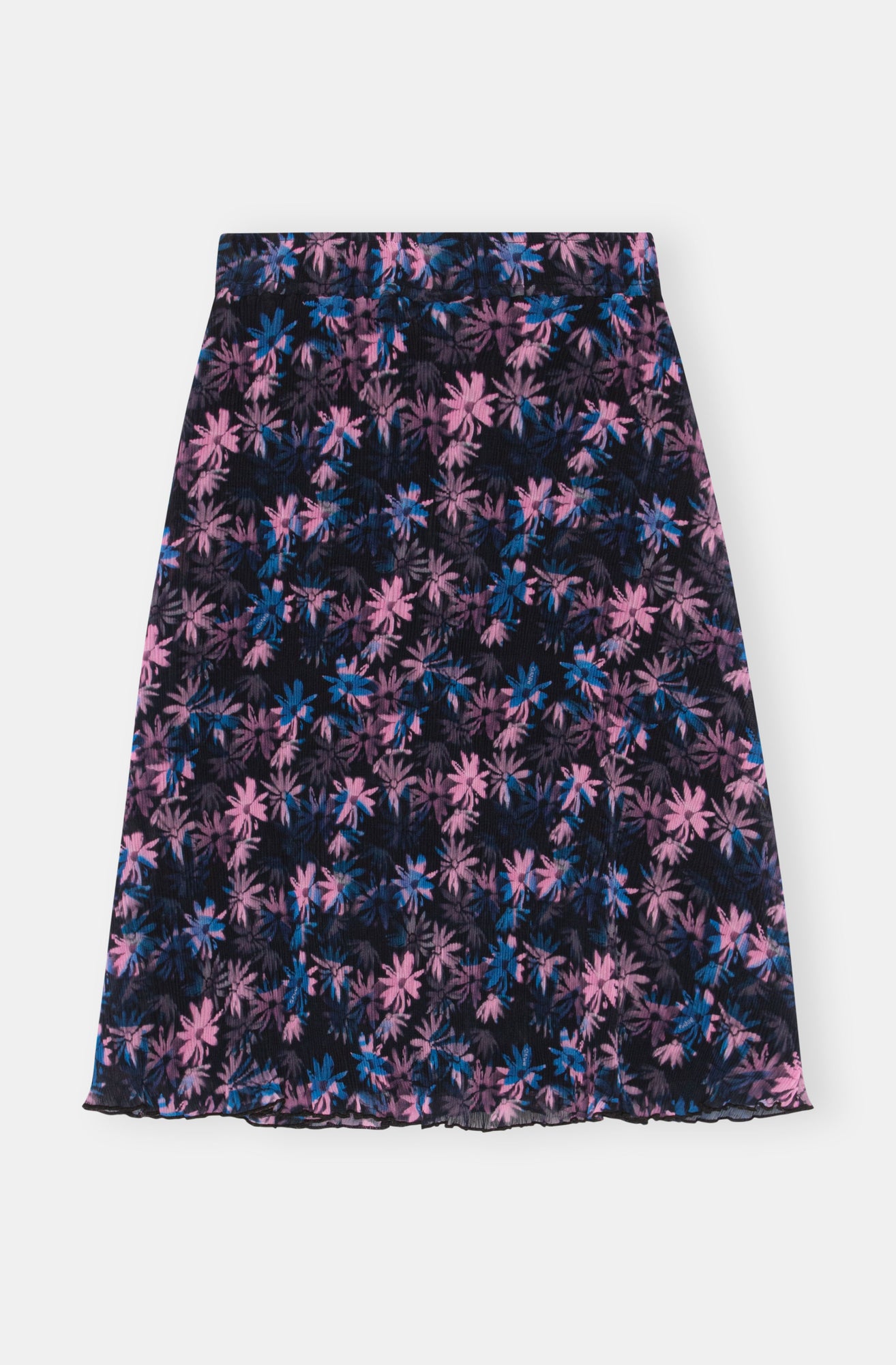 Pleated Georgette Midi Skirt | Daisy Spray Lilac Sachet