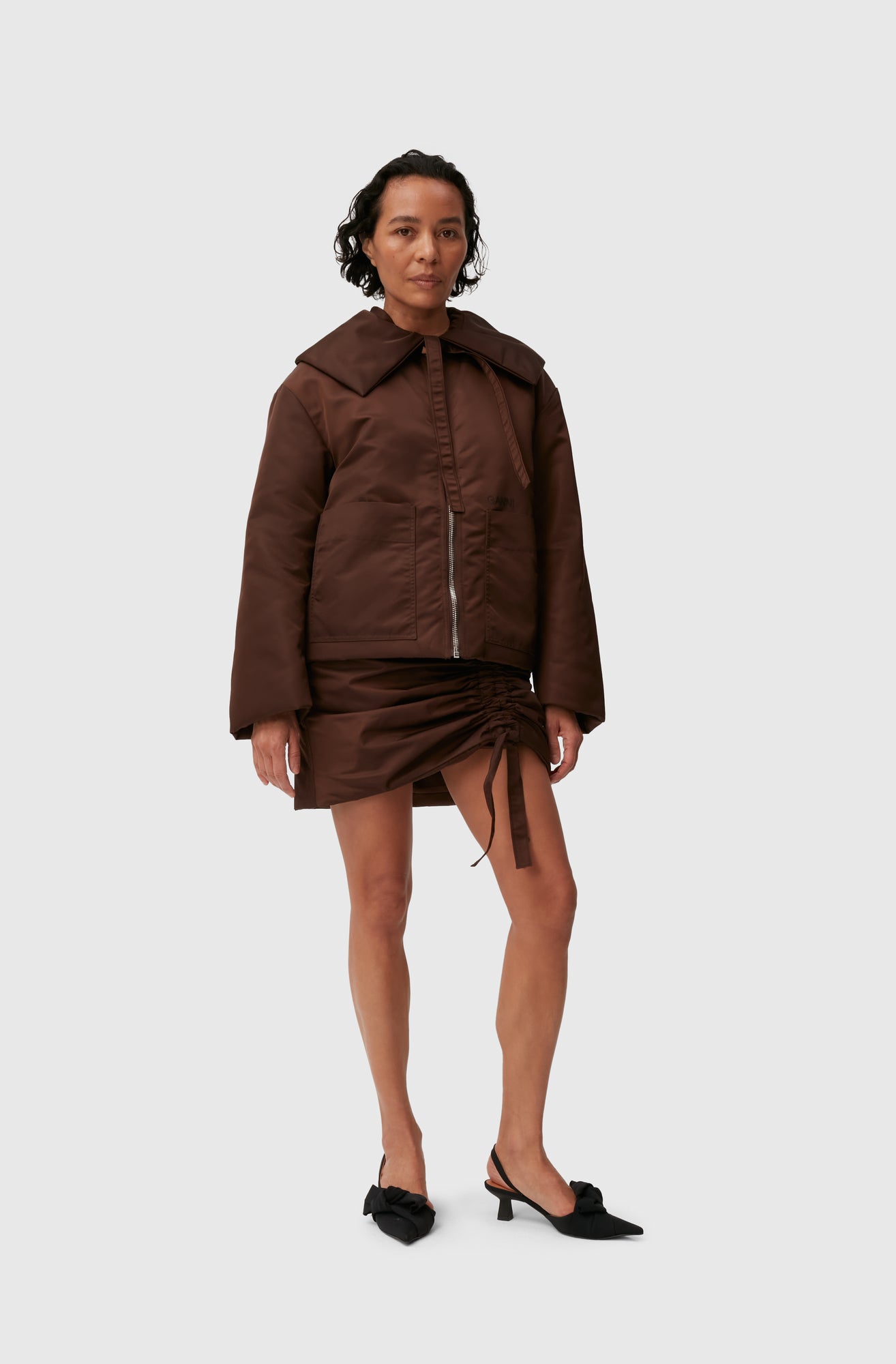 Nylon Collar Jacket | Chicory Coffee