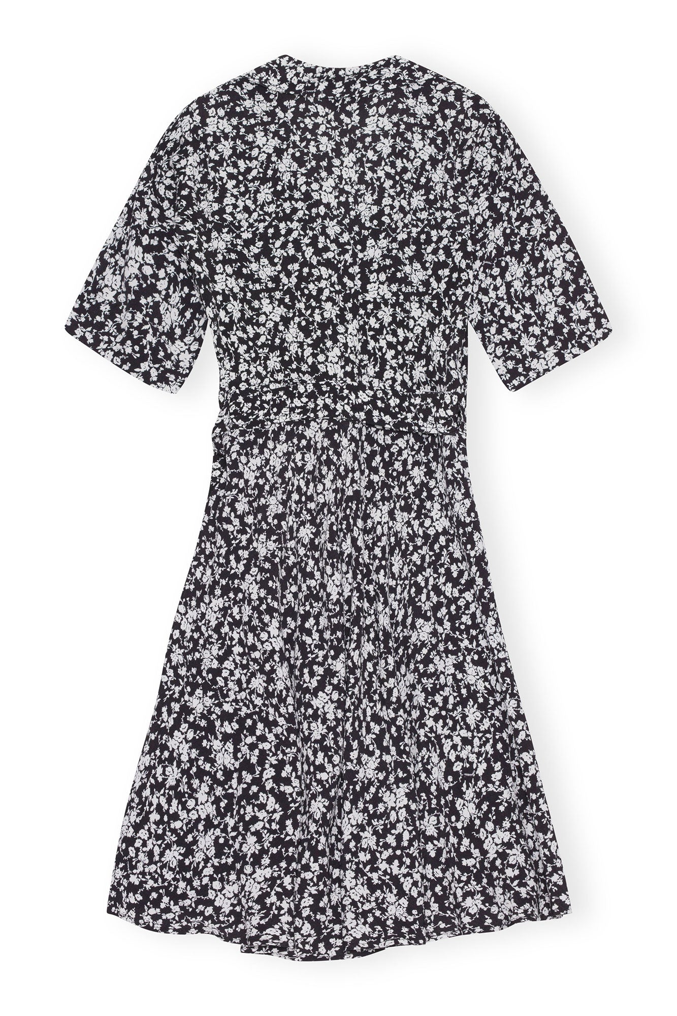 Printed Crepe Wrap Dress | Black