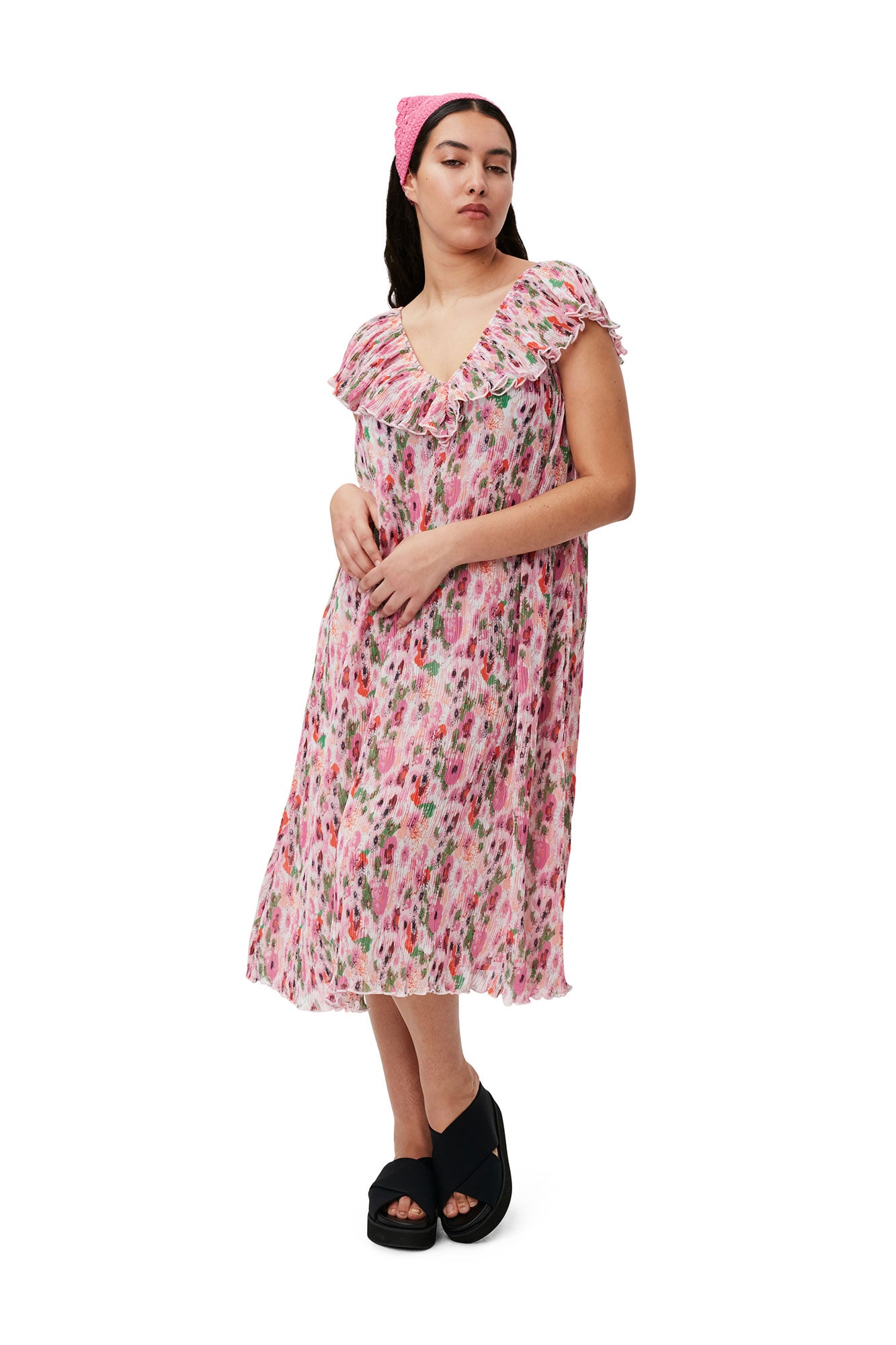 Pleated Georgette Midi Dress | Sugar Plum