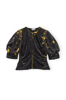 Sequins O-neck Blouse | Black