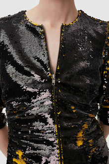 Sequins O-neck Blouse | Black