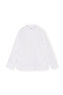 Cotton Poplin Asymmetrical Collar Shirt | Bright White