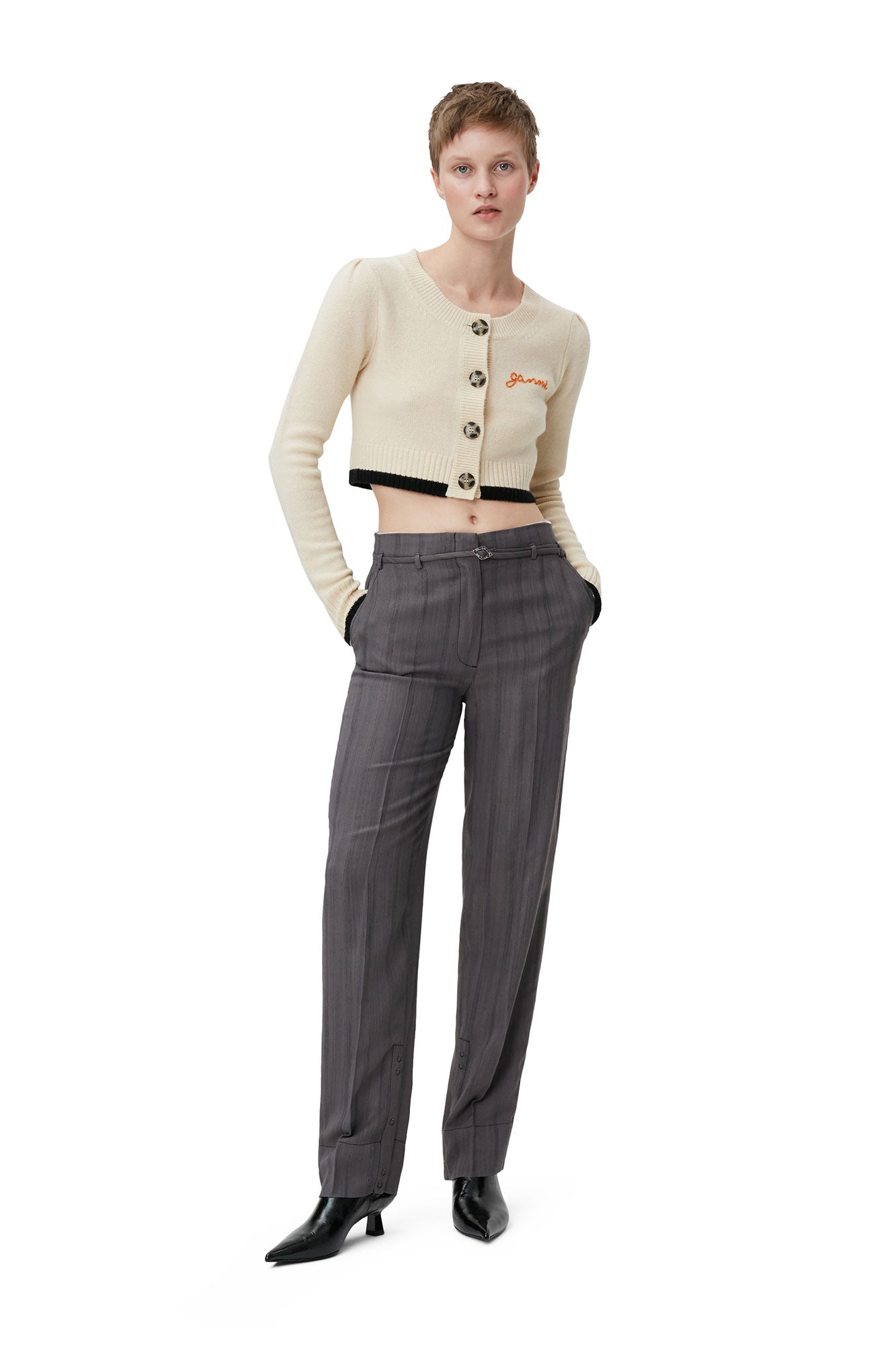 Drapey Stripe Trousers | Black Stripes