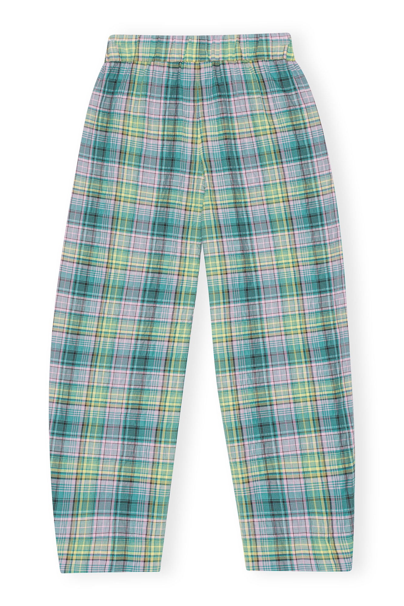 Seersucker Check Elasticated Mid Waist Pants | Lagoon