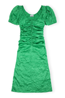 Crinkled Satin Midi Dress | Bright Green
