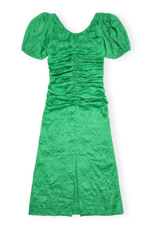Crinkled Satin Midi Dress | Bright Green
