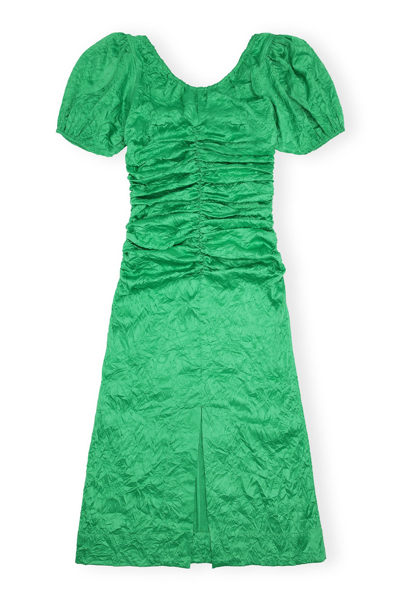 Crinkled Satin Midi Dress | Bright Green
