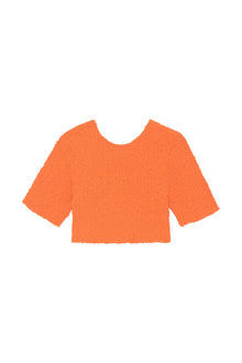 Cotton Poplin Cropped Smock Top | Vibrant Orange