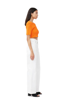 Cotton Poplin Cropped Smock Top | Vibrant Orange