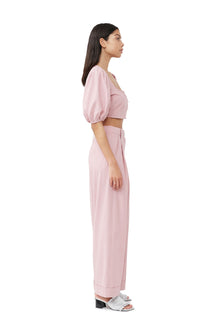 Drapey Melange Cropped Zipper Blouse | Pink Tulle