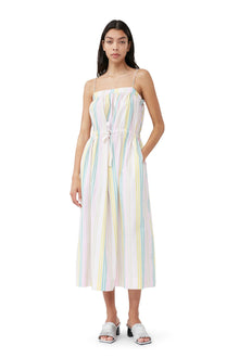 Stripe Cotton Maxi Strap Dress | Multicolour