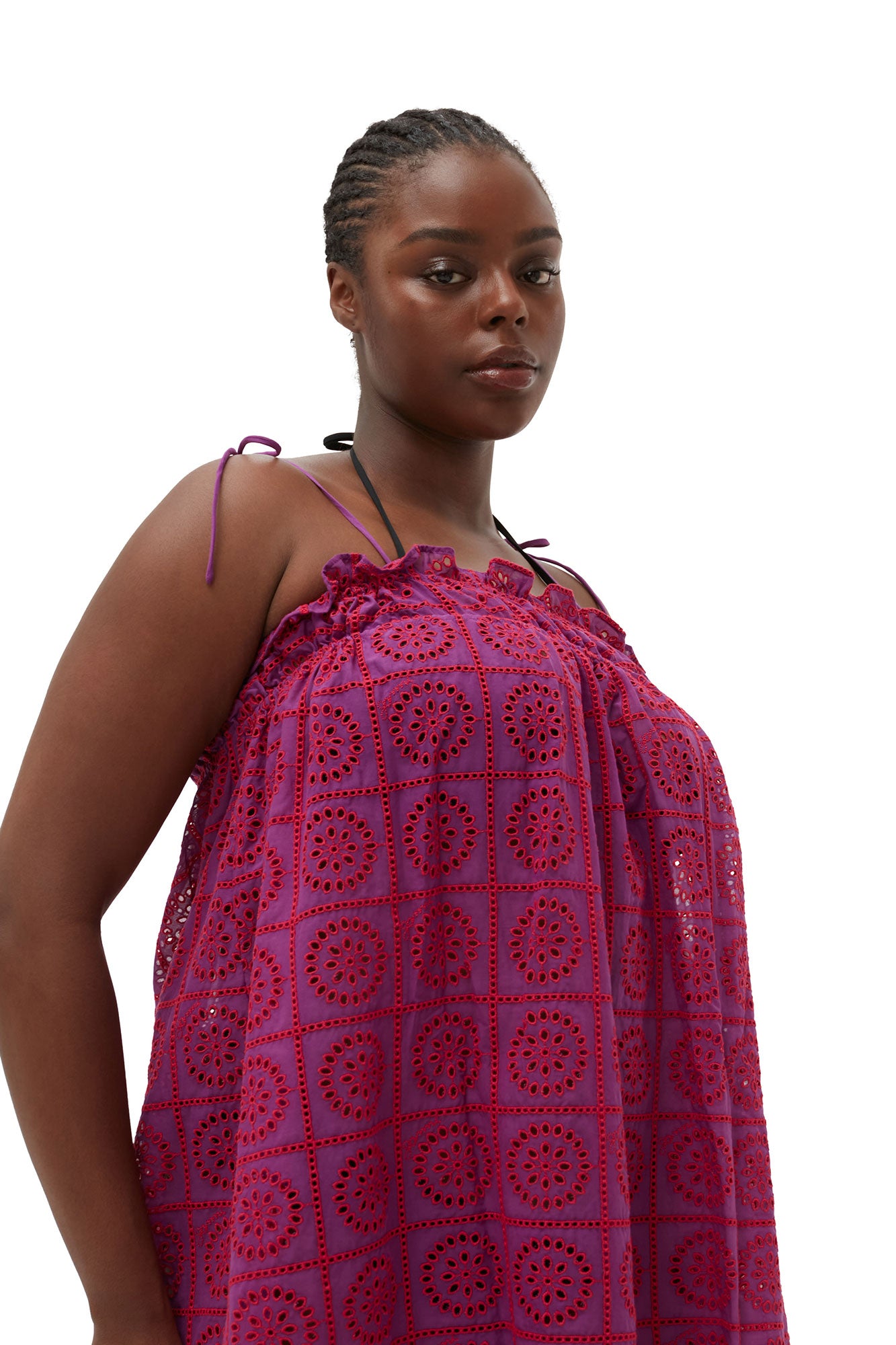 Broderie Anglaise Strap Dress | Sparkling Grape