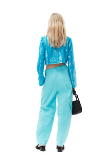 Elasticated Curve Trousers | Blue Curacao