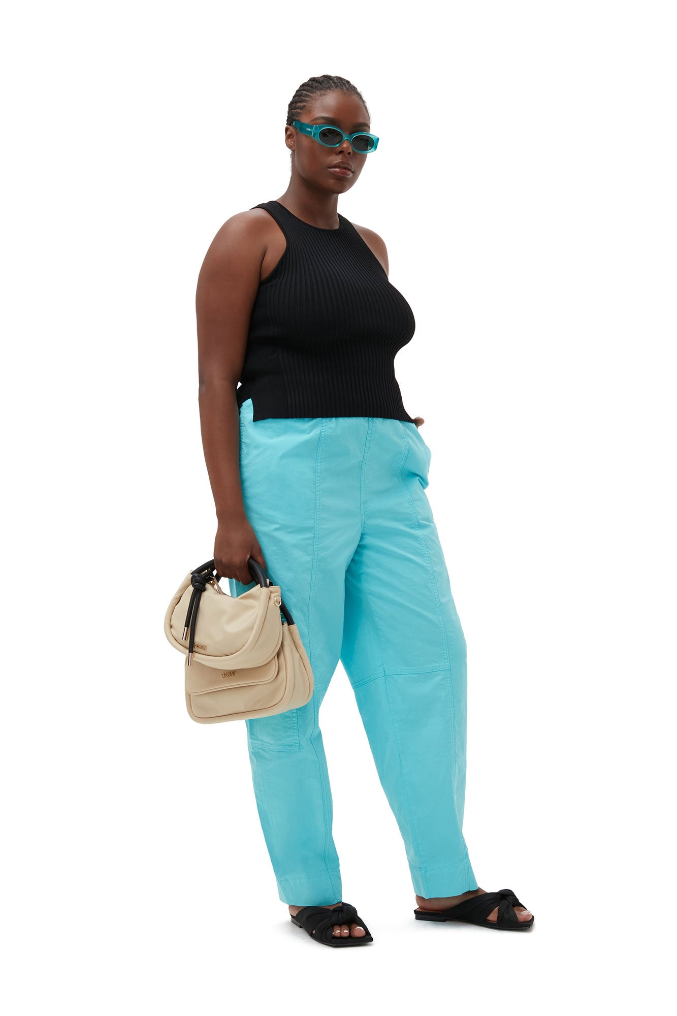 Elasticated Curve Trousers | Blue Curacao