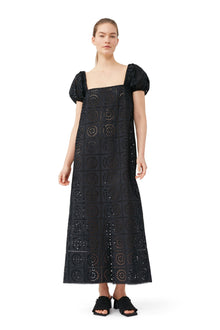 Broderie Anglaise Midi Dress | Black