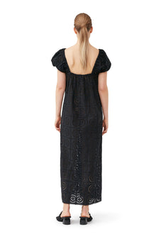 Broderie Anglaise Midi Dress | Black