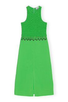 Smocked Satin Maxi Dress | Classic Green
