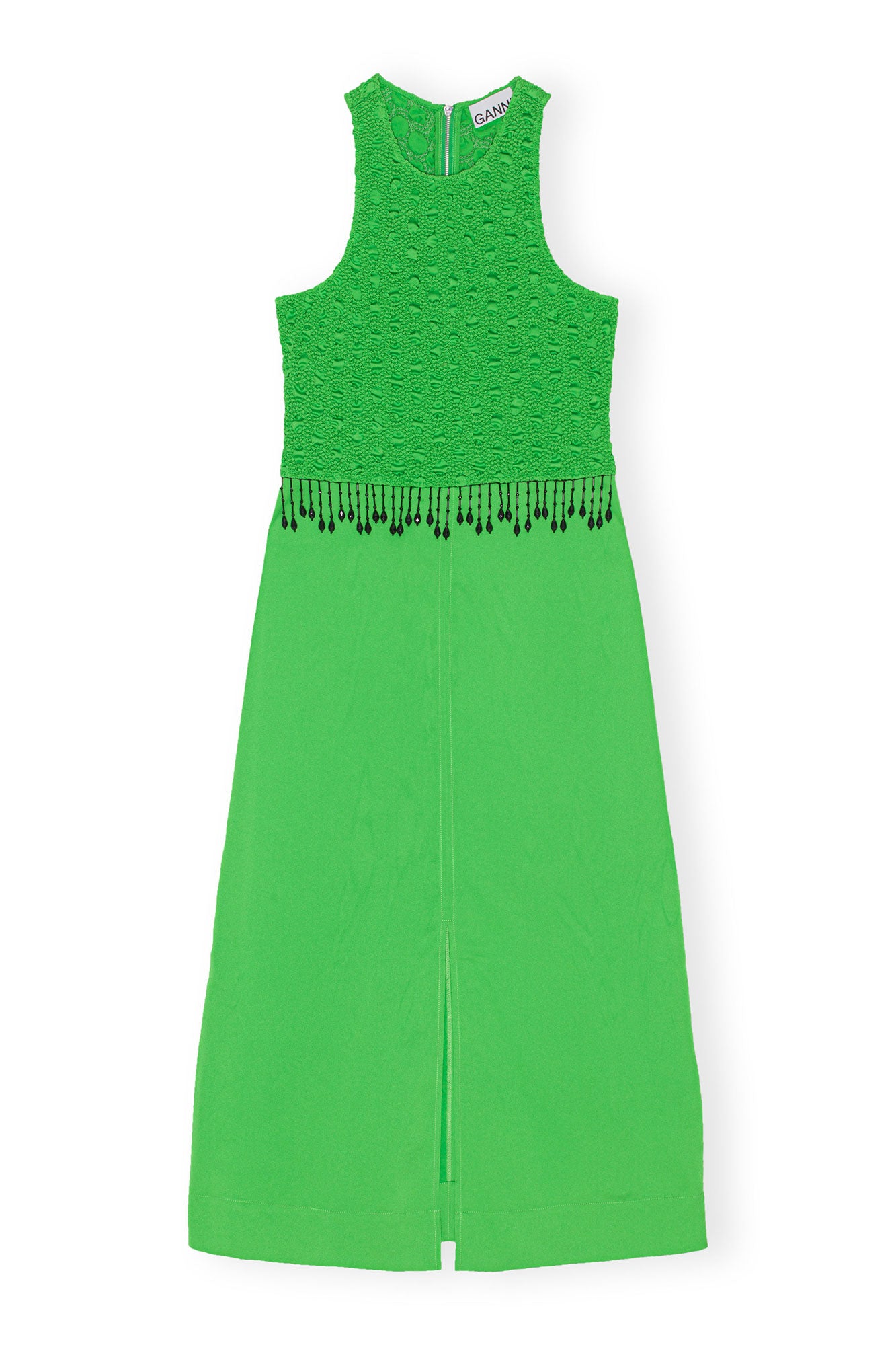 Smocked Satin Maxi Dress | Classic Green