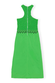 Smocked Satin Maxi Dress | Classic Green
