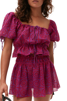 Broderie Anglaise Mini Skirt | Sparkling Grape