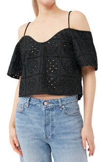 Broderie Anglaise Top | Black