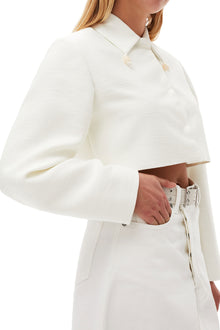 Slub Linen Cropped Blazer | Egret