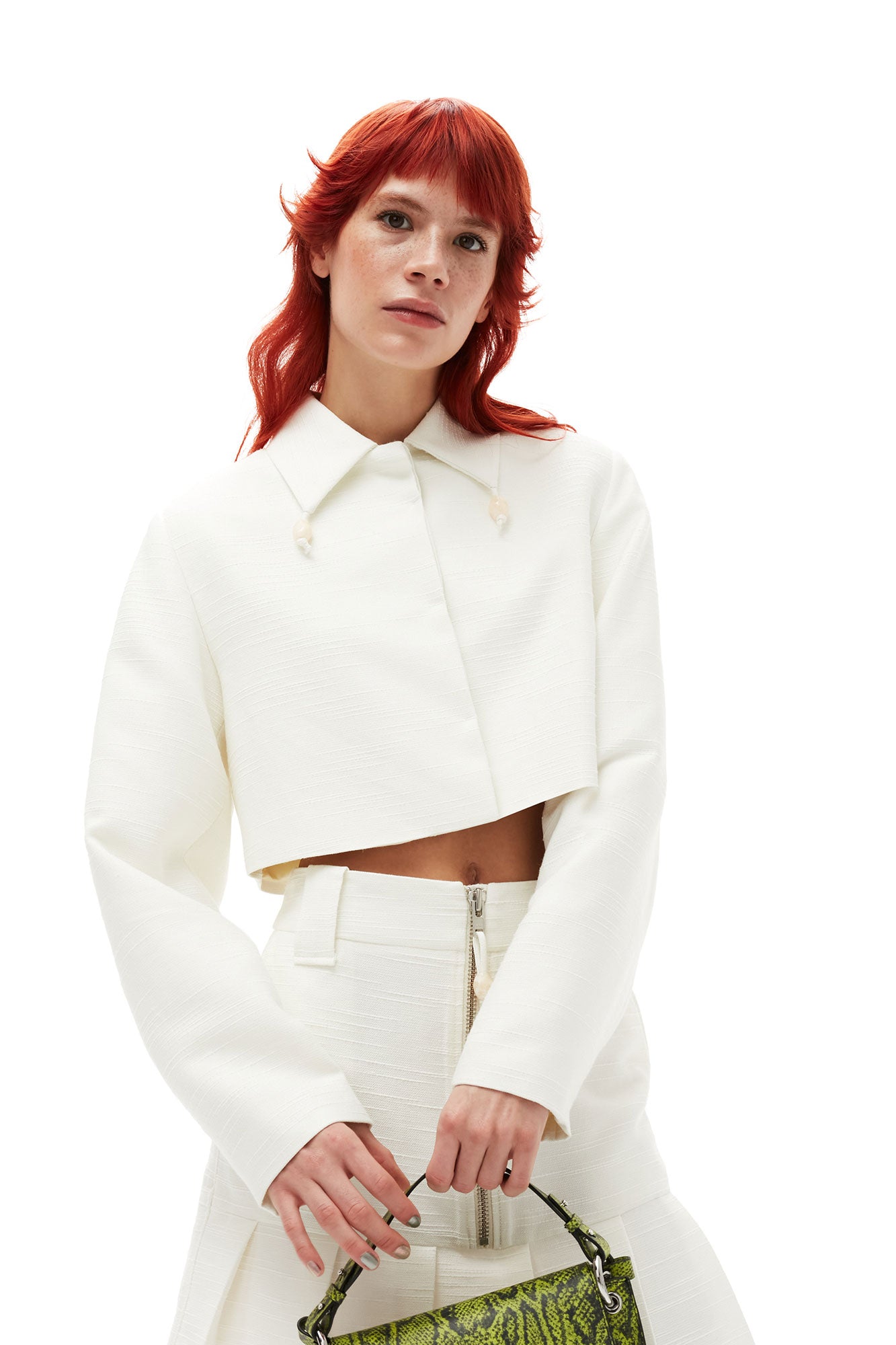 Slub Linen Cropped Blazer | Egret